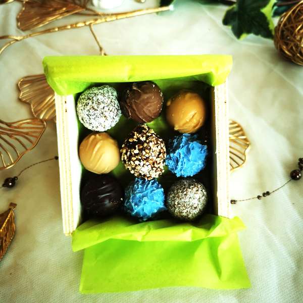 Coffret bambou truffes Valrhona : Chocolat